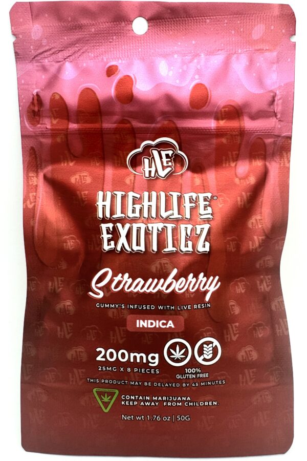 HIGHLIFE EXOTICZ 200MG THCA Strawberry Gummies (Indica)