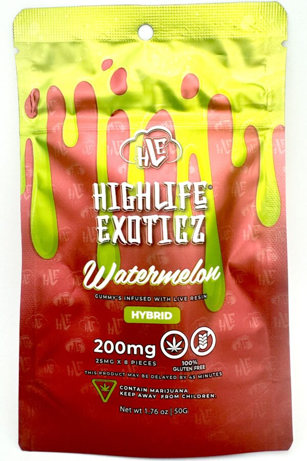 HIGHLIFE EXOTICZ 200MG THCA Watermelon Gummies (Hybrid)