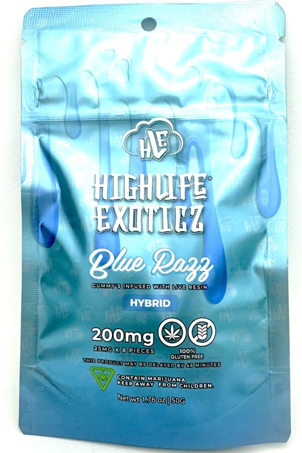 HIGHLIFE EXOTICZ 200MG THCA Blue Razz Gummies (Hybrid)